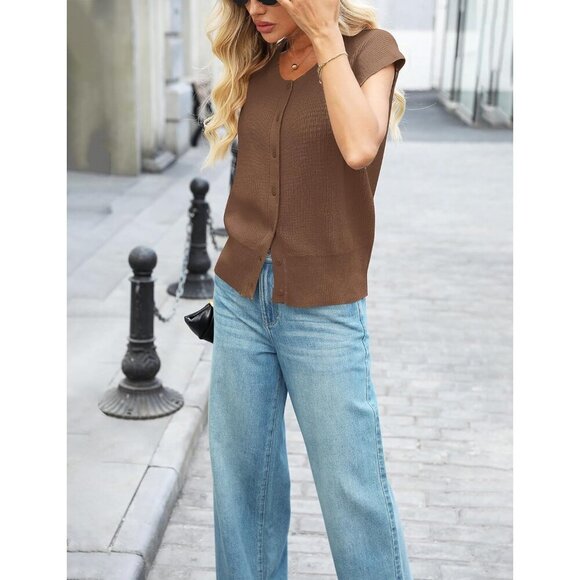 Women Sweater Vest Knitted Tank Top Large Sleeveless Business Casual - Picture 3 of 5